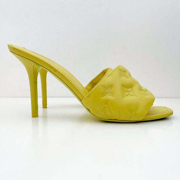 Louis Vuitton Revival Mule Monogram Yellow Heel Padded Heels Sandals - Picture 1 of 16